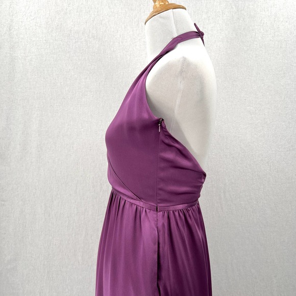FLEUR DU MAL Dress Womens Small Purple Silk Halter Maxi High Slit Surplice - Picture 6 of 16